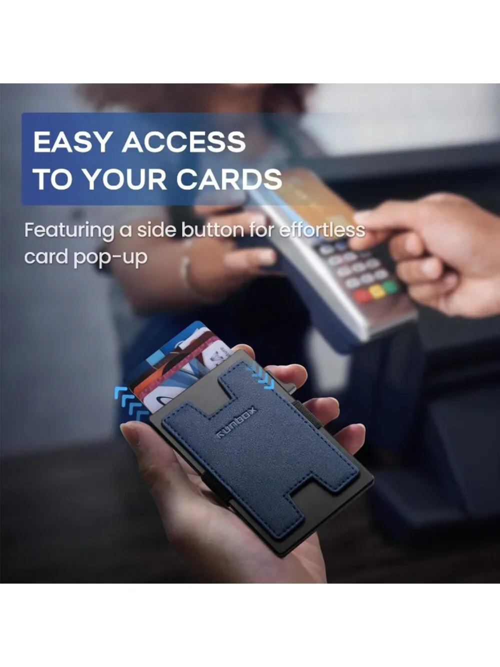 〽️ Men Royal Blue Slim 6+6 Card Holder Minimalist RFID Blocking Wallet
